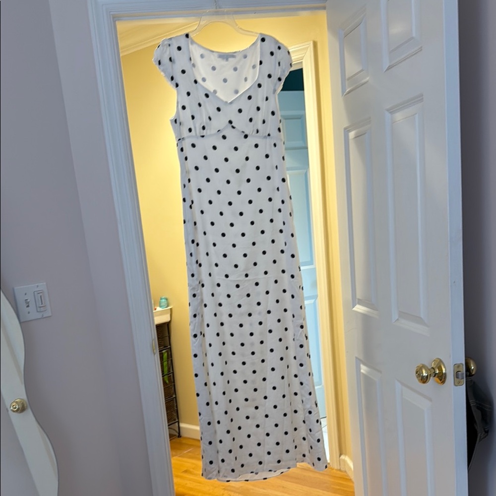 Elegant White Polka Dot Dress